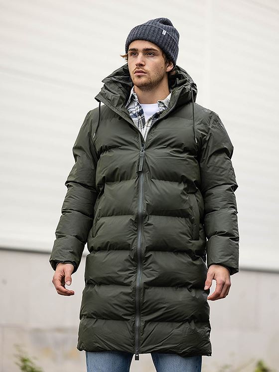 Rains Alta Long Puffer Jacket Green