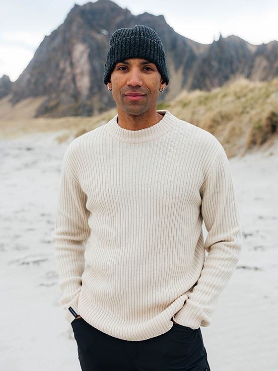 Twentyfour Mode Rib RN Sweater Gråhvit