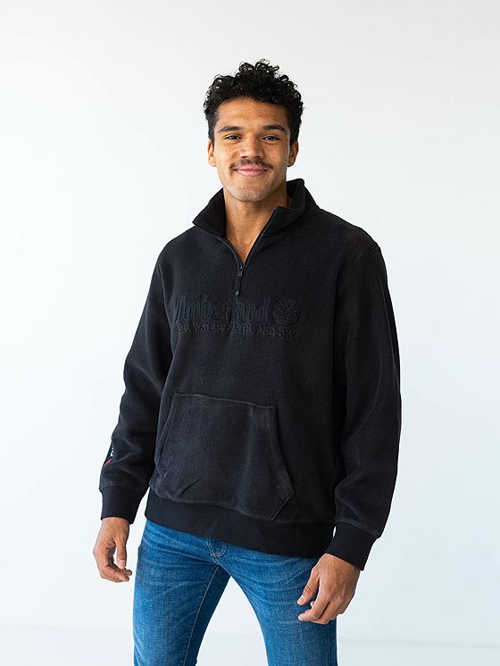 Timberland Linear Logo 1/4 Zip Polartec Sweat Black