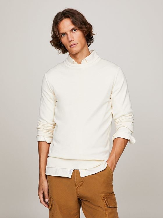 Tommy Hilfiger DC Fine Gauge Merino Crew Neck Ecru