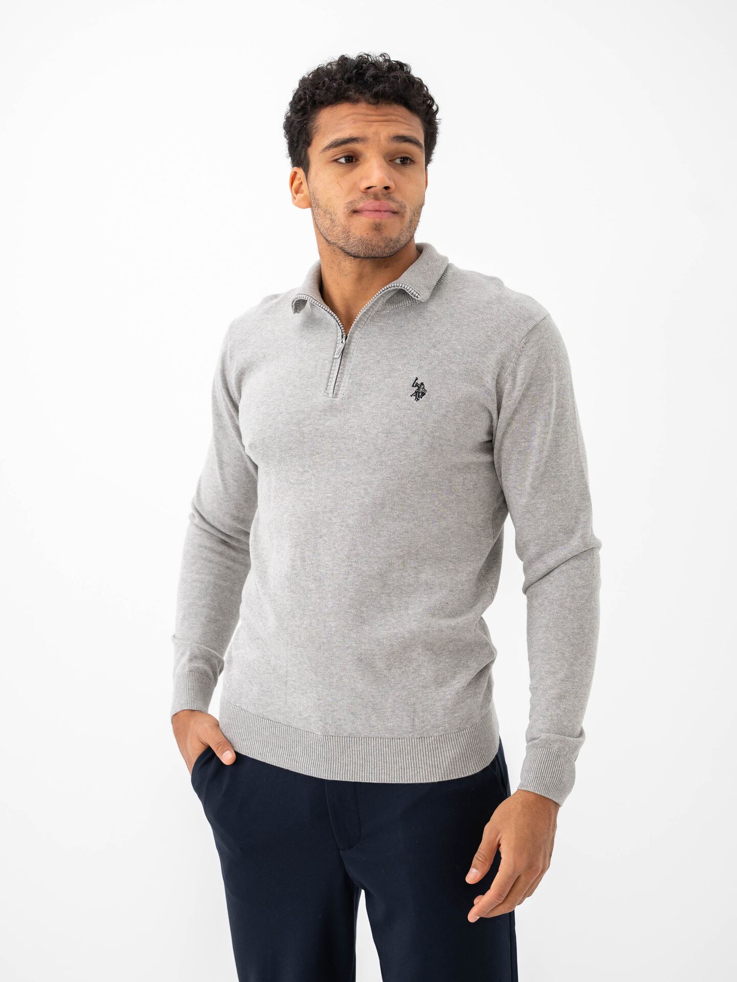 U.S. Polo Assn. Assn. Brison Knit Half Zip Grey Melange
