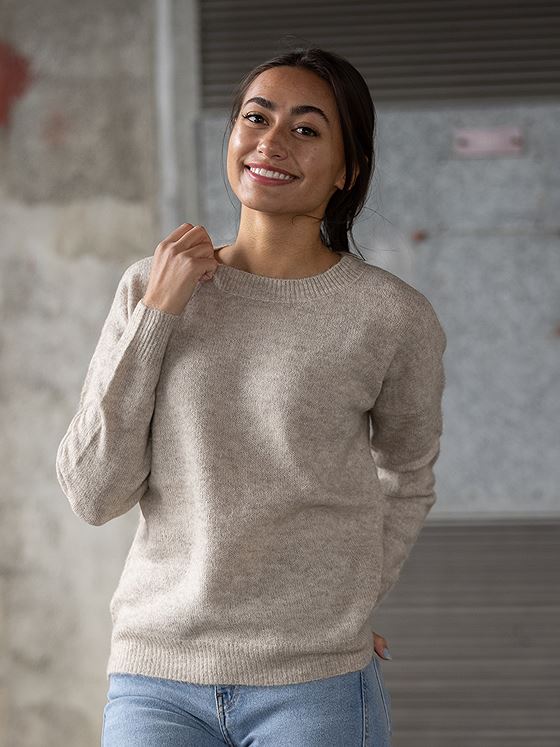 Moss Copenhagen Femme Mohair O-Neck Pullover Oatmeal