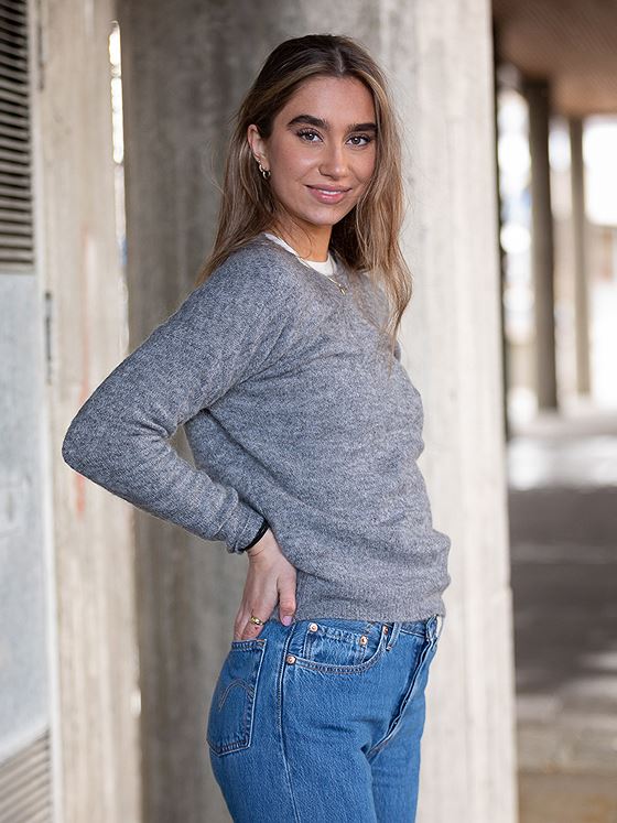 Moss Copenhagen Femme Mohair O-Neck Pullover Grey Melange