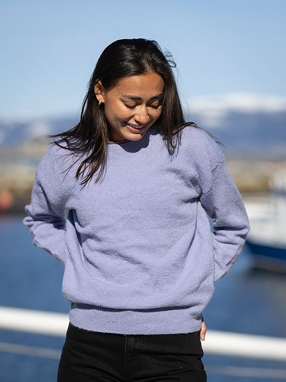Moss Copenhagen Femme Mohair O-Neck Pullover Thistle Down Melange