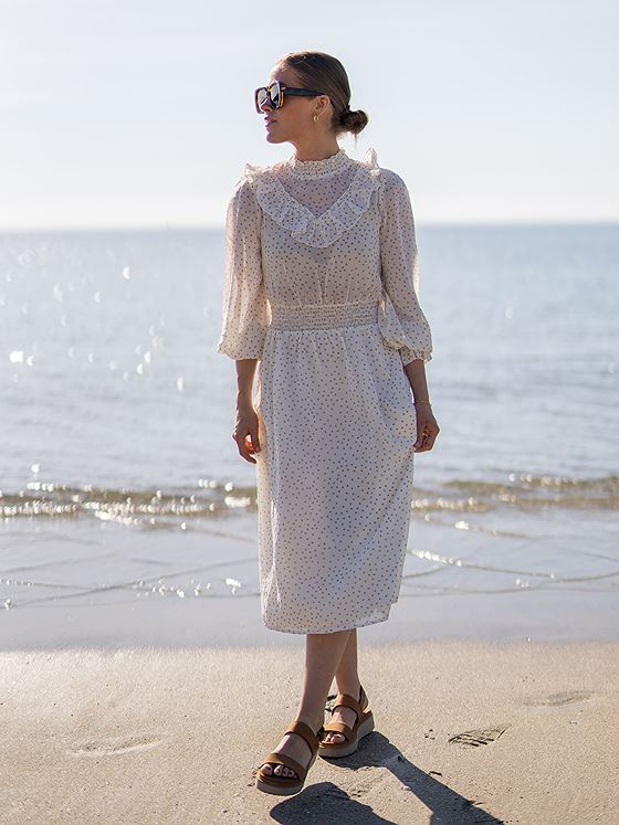 NA-KD Dotted Frill Detail Dress White