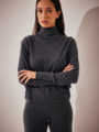 NA-KD Merino Wool High Neck Sweater Dark Grey