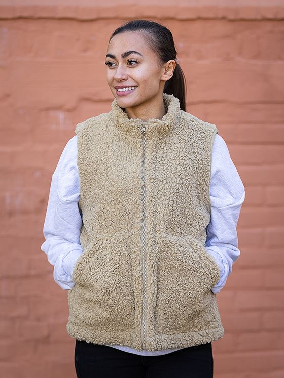 NA-KD Teddy Vest Khaki