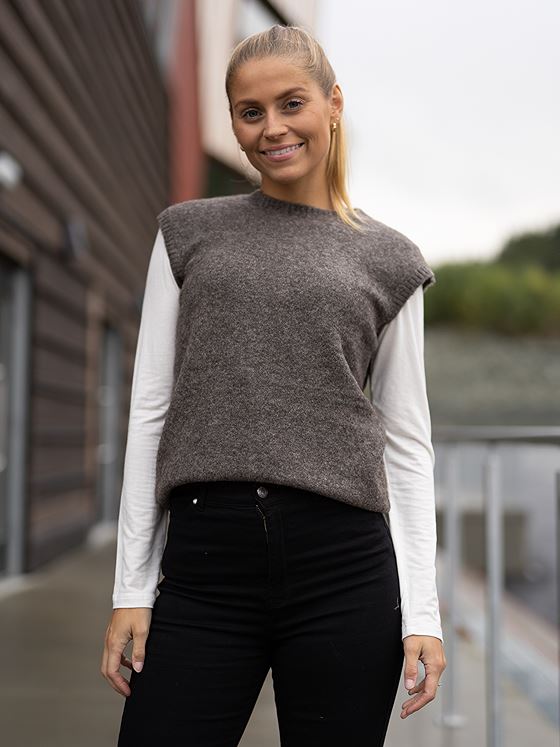 NA-KD Wool Blend Knitted Vest Brown