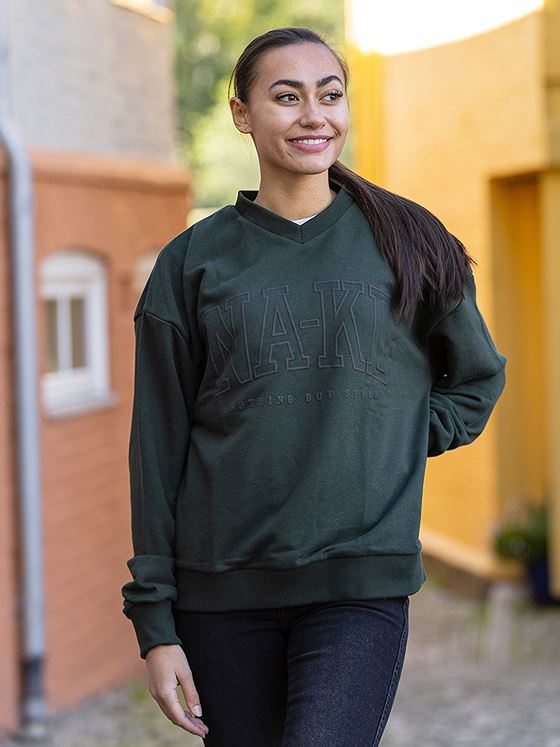 NA-KD Printed V-Neck Mørkegrønn