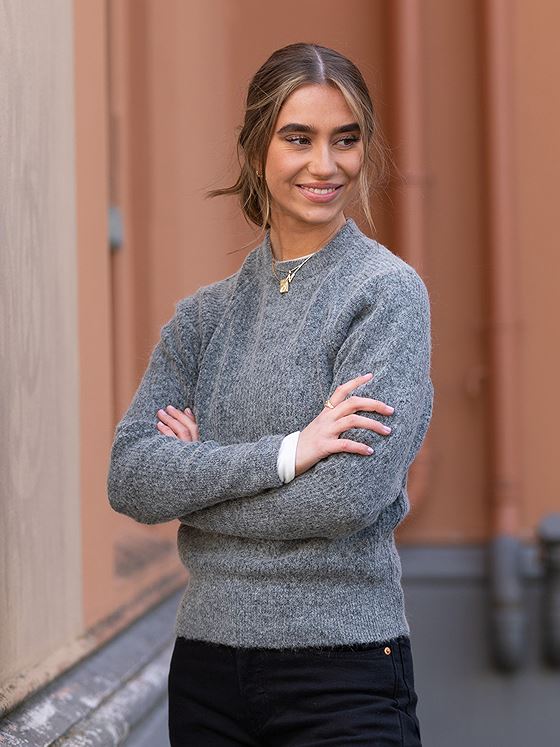 NA-KD Wool Blend Raglan Sleeve Sweater Grey