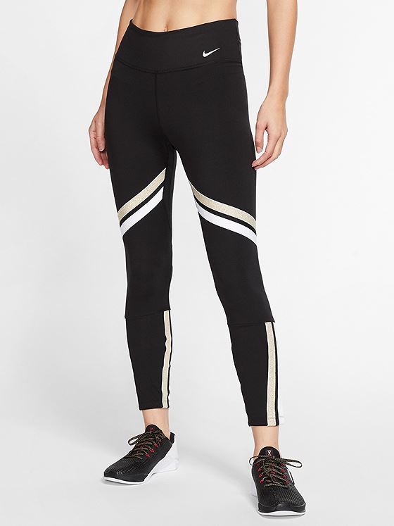 Nike One Icon Clsh 7/8 Tights Black/ Metallic Gold/ White