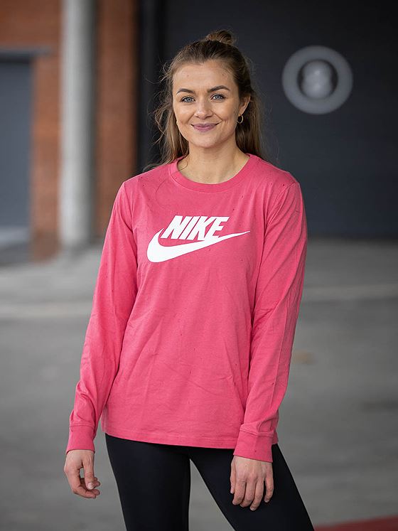 Nike Essential LS Tee Archaeo Pink / White