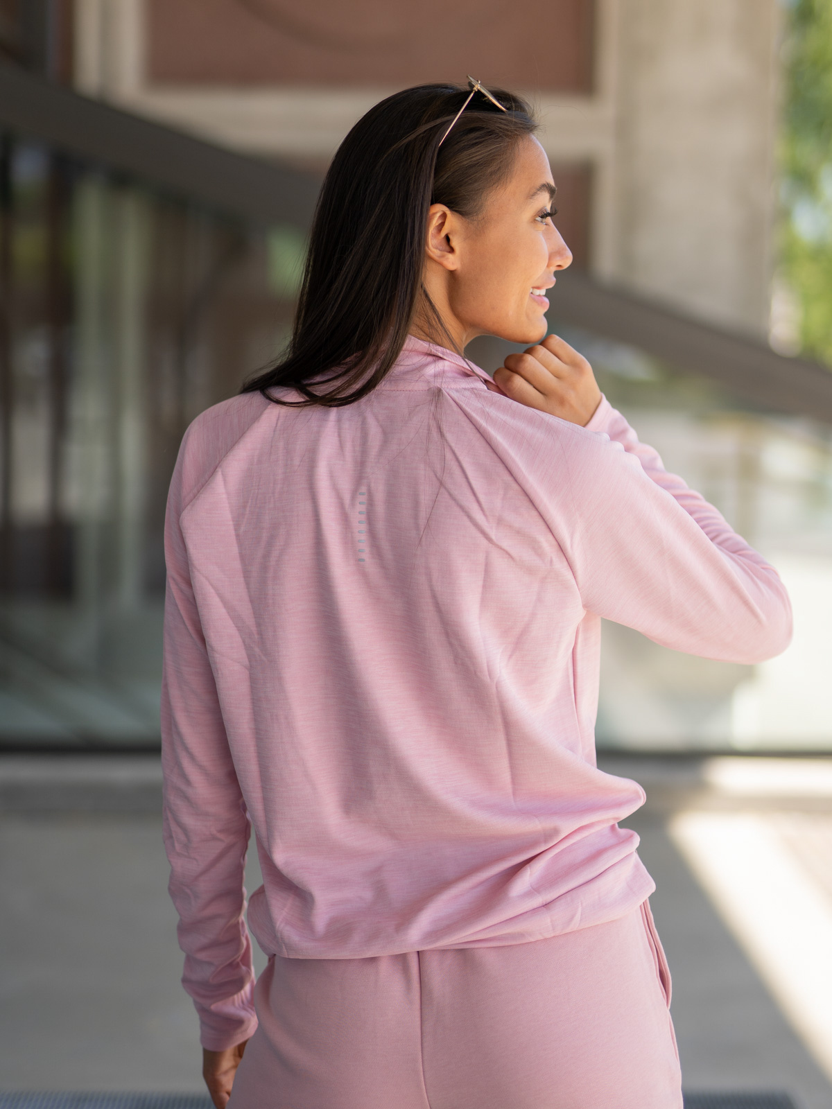 nike pacer half zip pink