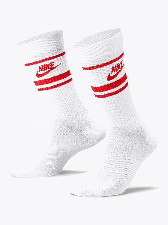 Nike Crew Essential Stripe Socks White/University Red/University Red