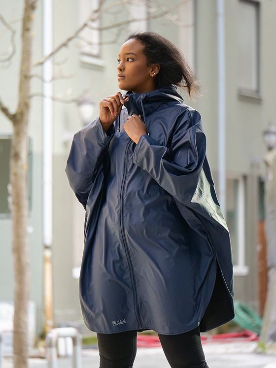 Weather Report Flame PU Rain Poncho Navy