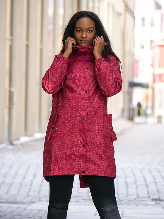 Weather Report Alessa Printed AWG Rain Jacket Tibetan Red