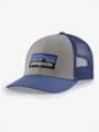Patagonia P-6 Logo LoPro Trucker Hat Salt Grey w/Current Blue