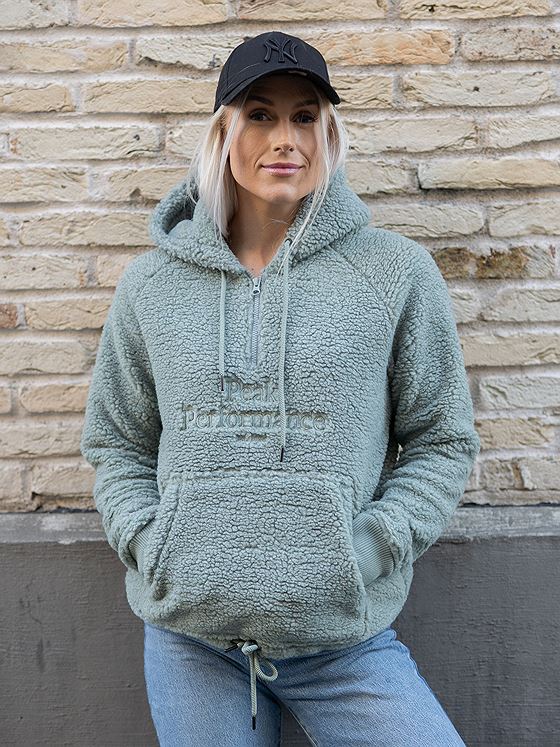 Peak Performance W Original Pile Half Zip Hood Ashen Green