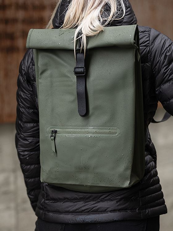 Rains Roll Top Rucksack Grønn