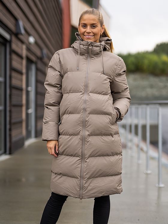 Rains Long Puffer Jacket Taupe