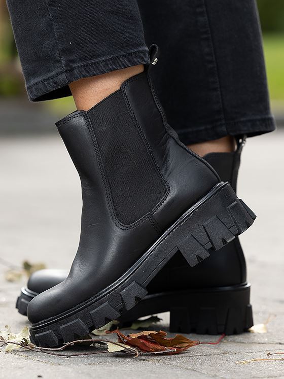 Roberto Rosso Leather Combat Chelsea Svart