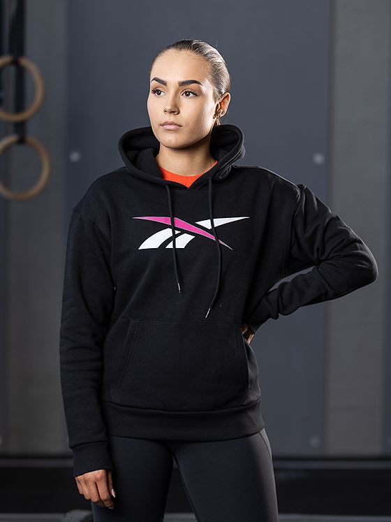 Reebok Training Essential Vector Hoodie Black / Atomic Pink
