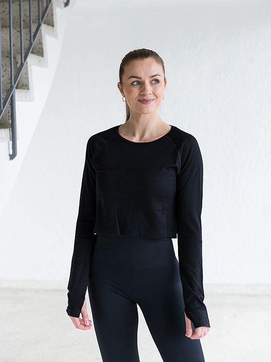 Röhnisch Seamless Crop Long Sleeve Black