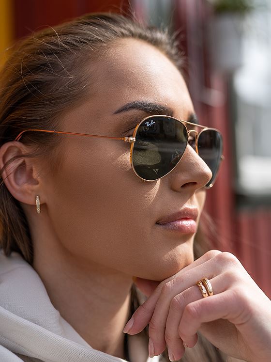 Ray-Ban Aviator Large Metal Rammefarge: Arista / Linsefarge: Green