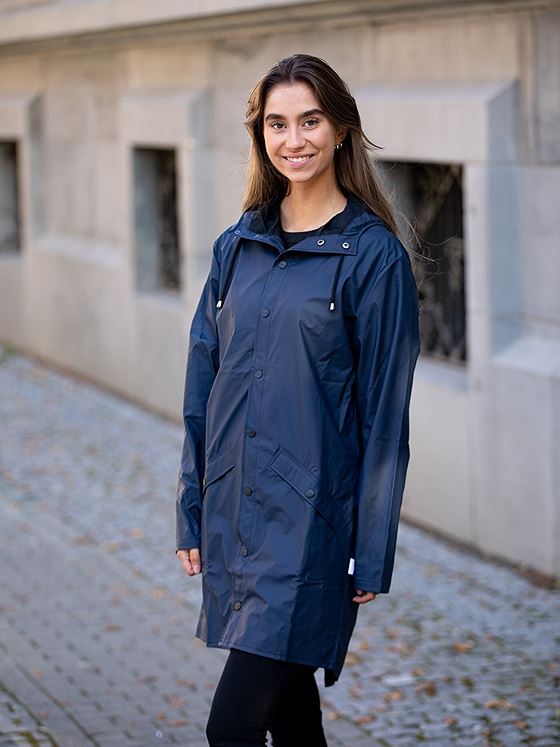 Rains Long Jacket Blå