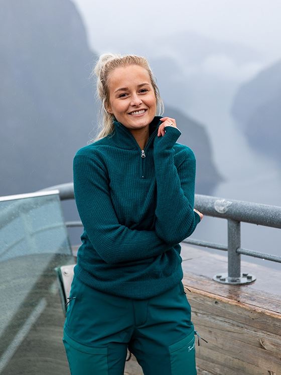 Twentyfour Flåm Half Zip Ullgenser Mørk grønn