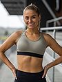Stay in Place Padded Crossback Sports Bra Martini Olive