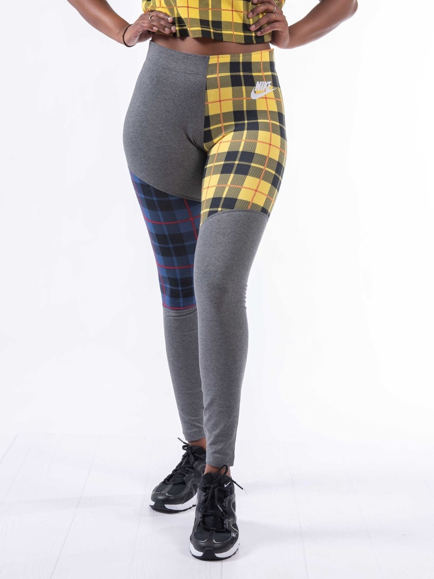 nike plaid leggings yellow