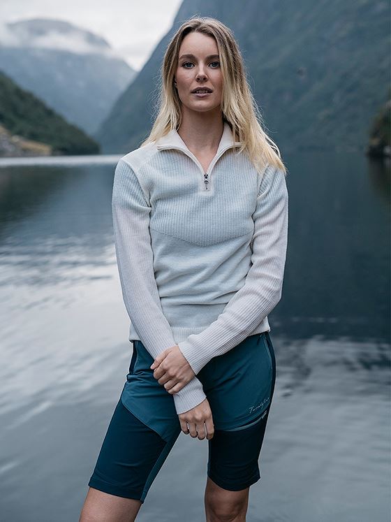 Twentyfour Flåm Half Zip Ullgenser Varmhvit