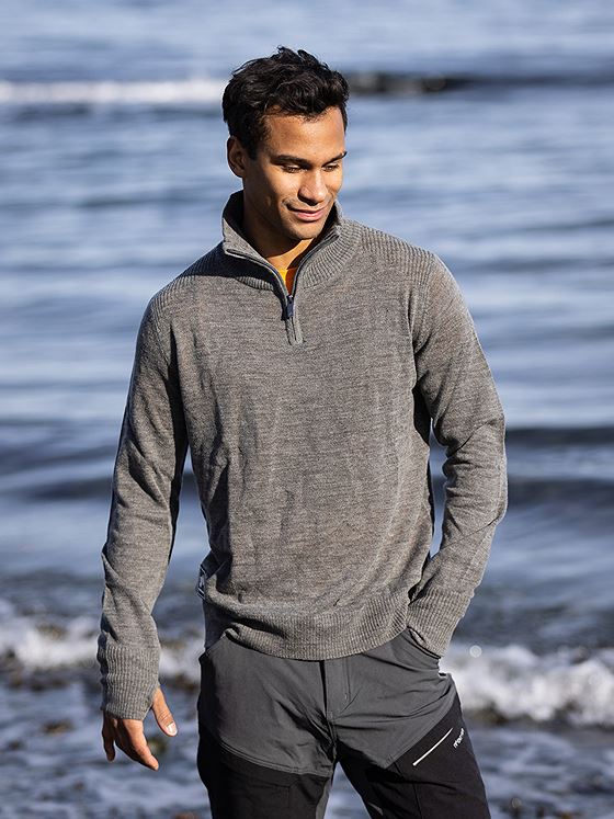 Twentyfour Flåm Half Zip Genser Gråmelert