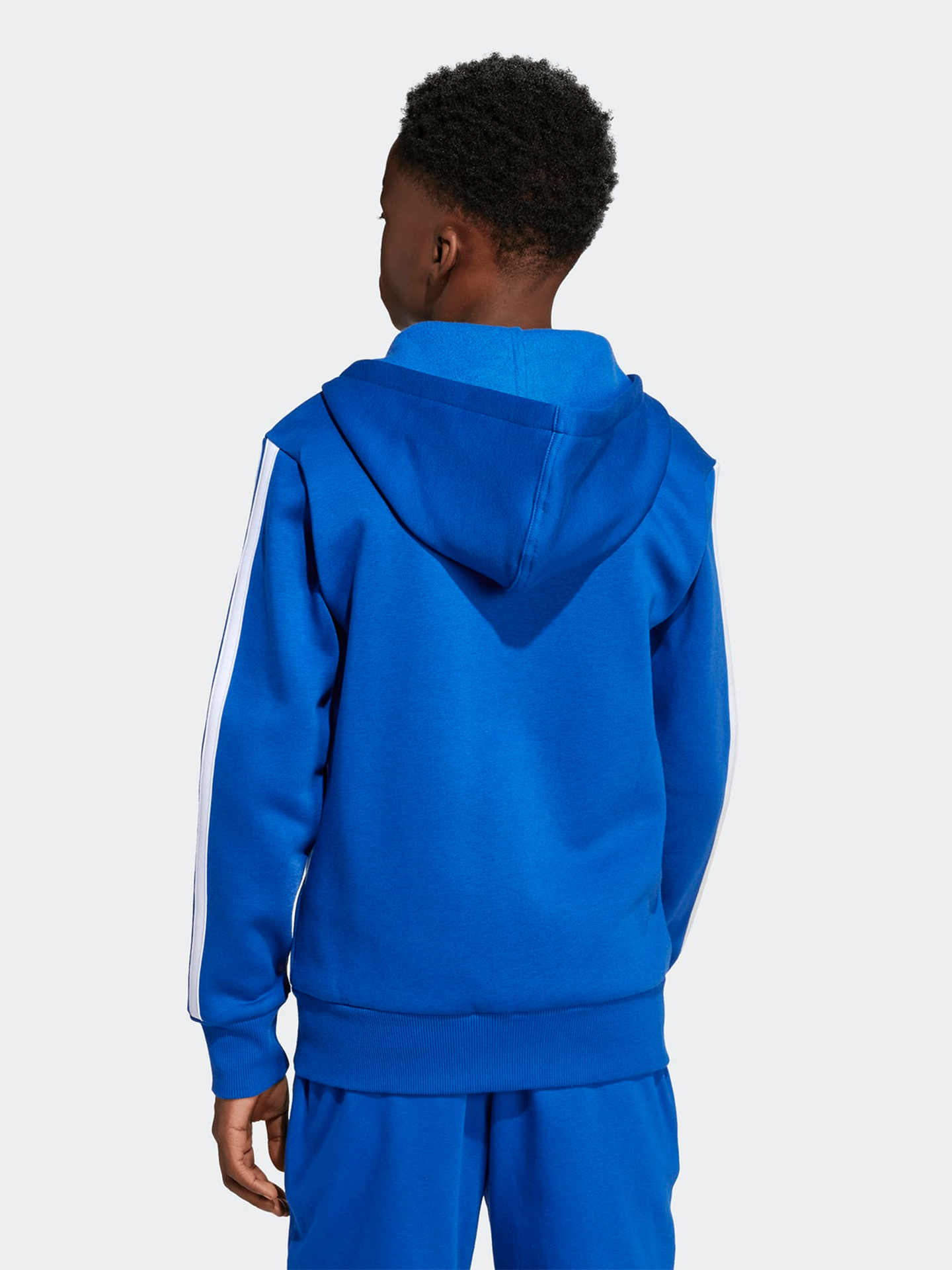 adidas 3-Stripes Fleece Full Zip Hood Junior Blå