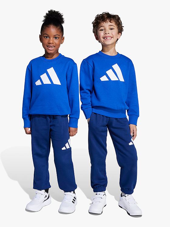 adidas Big Logo Fleece Jog Sett Kids ROYBLU/WHITE