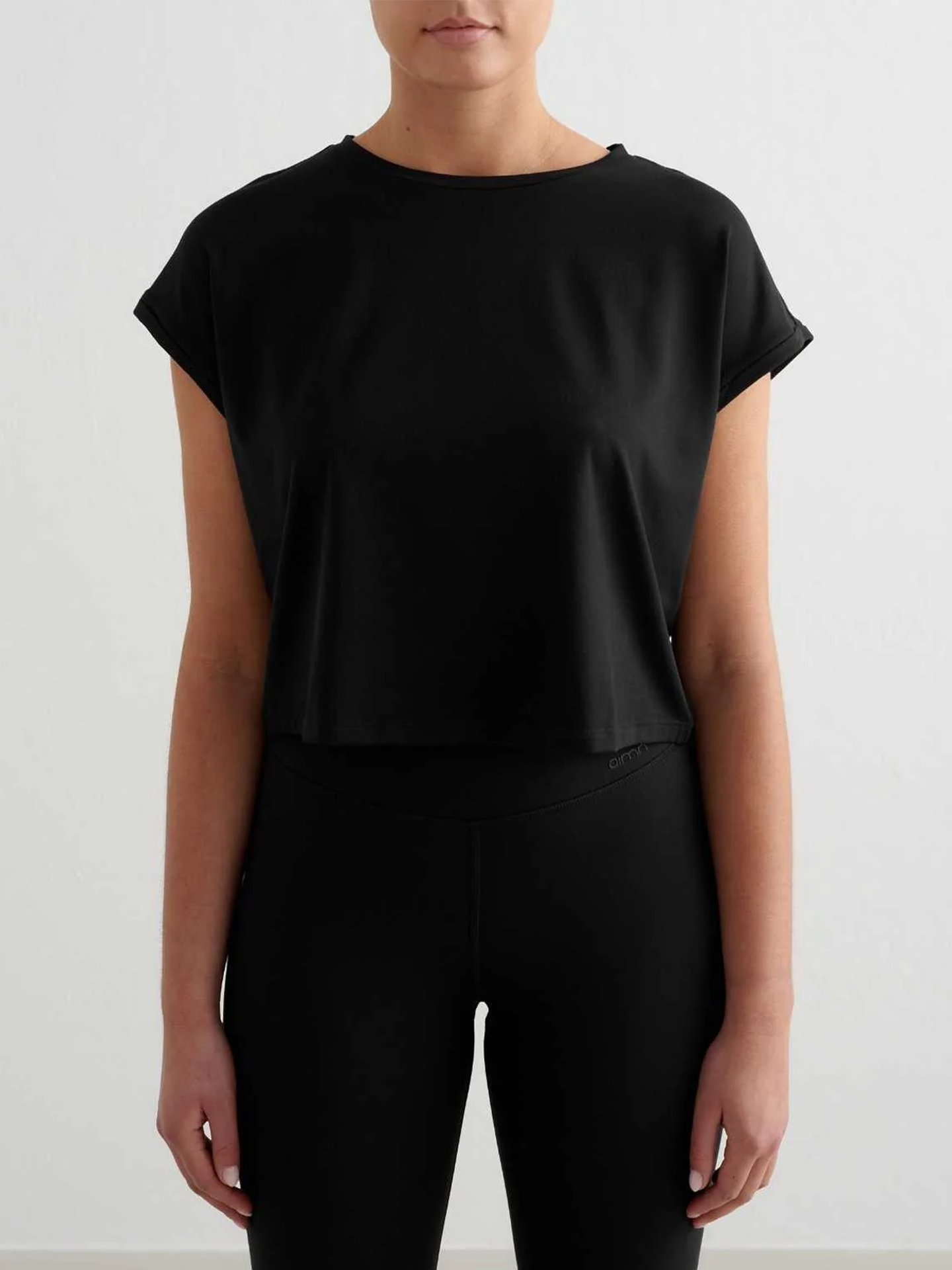 Aim'n Soft Basic Roll Sleeve Top Black