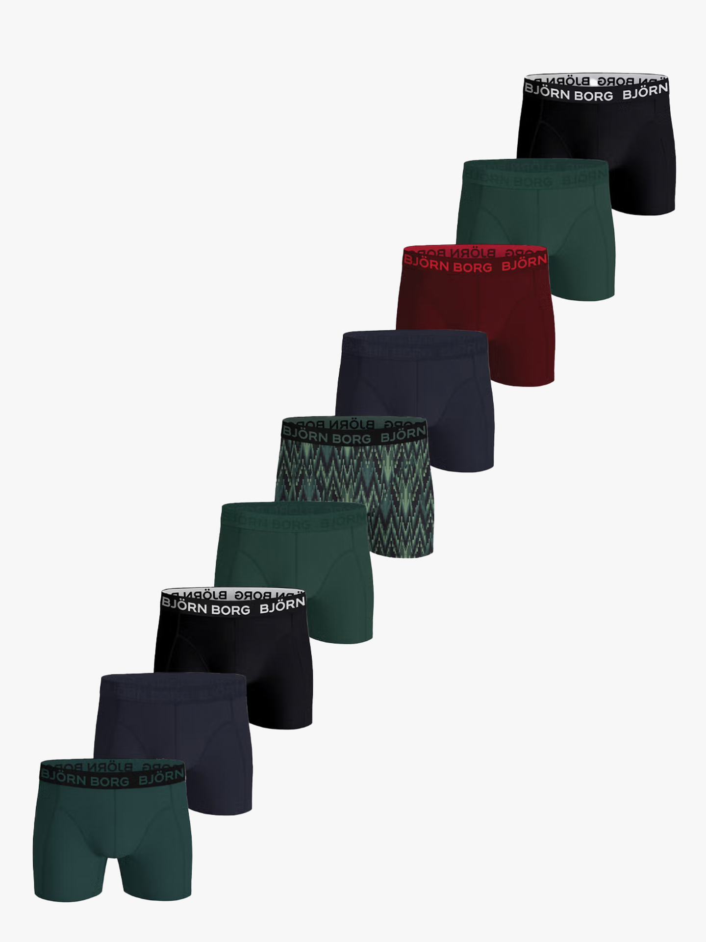 Björn Borg Cotton Stretch Boxer 9-Pack Black, Green, Print, Red, Navy Blue