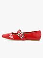 Bianco Rose Karré Mary Jane Flat Faux Leather RedPatent