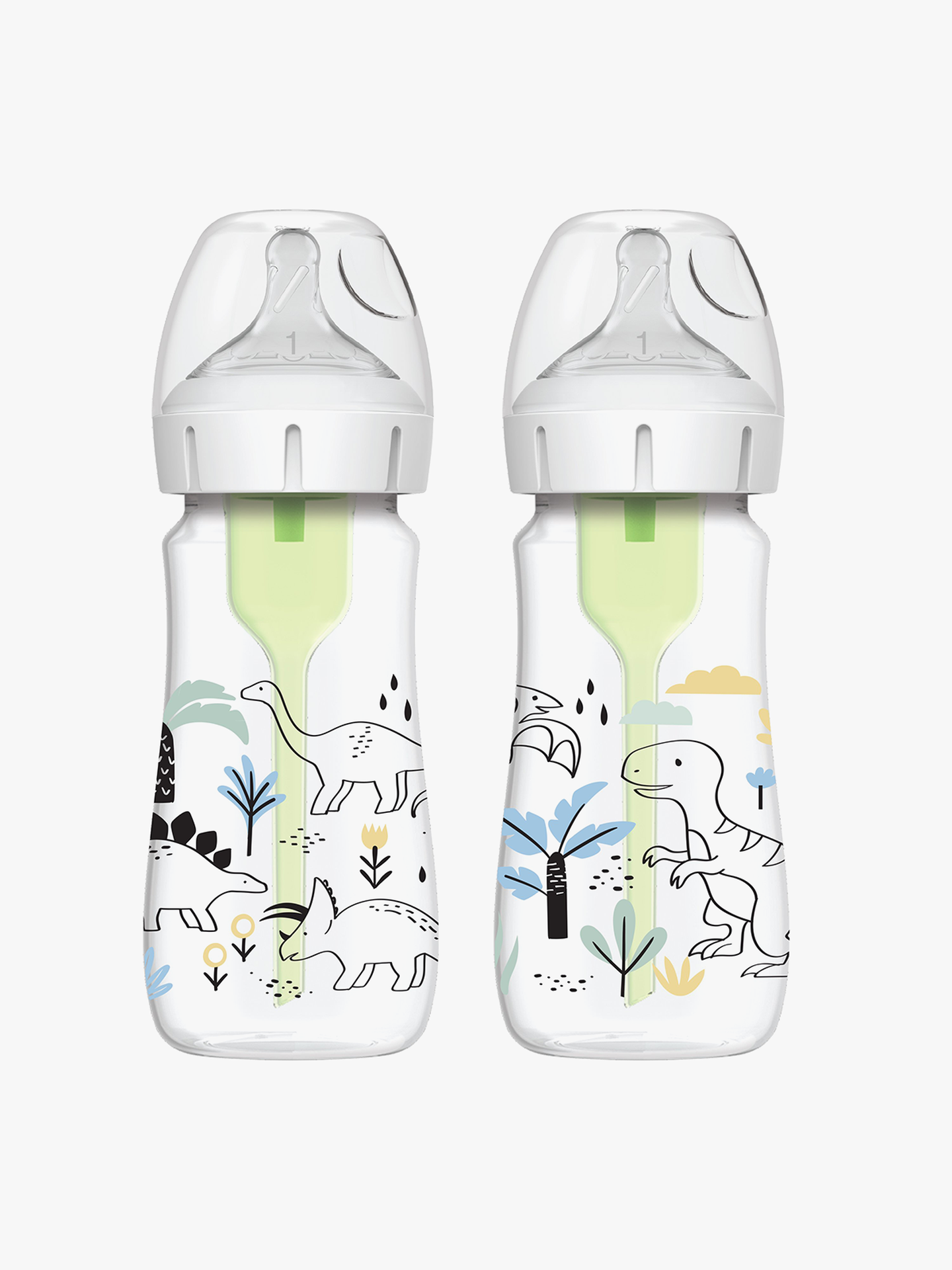 Dr Brown Wideneck 270ml 2-pakk Dinosaur Flerfarget