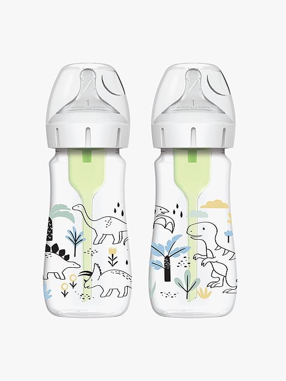 Dr Brown Wideneck 270ml 2-pakk Dinosaur Flerfarget