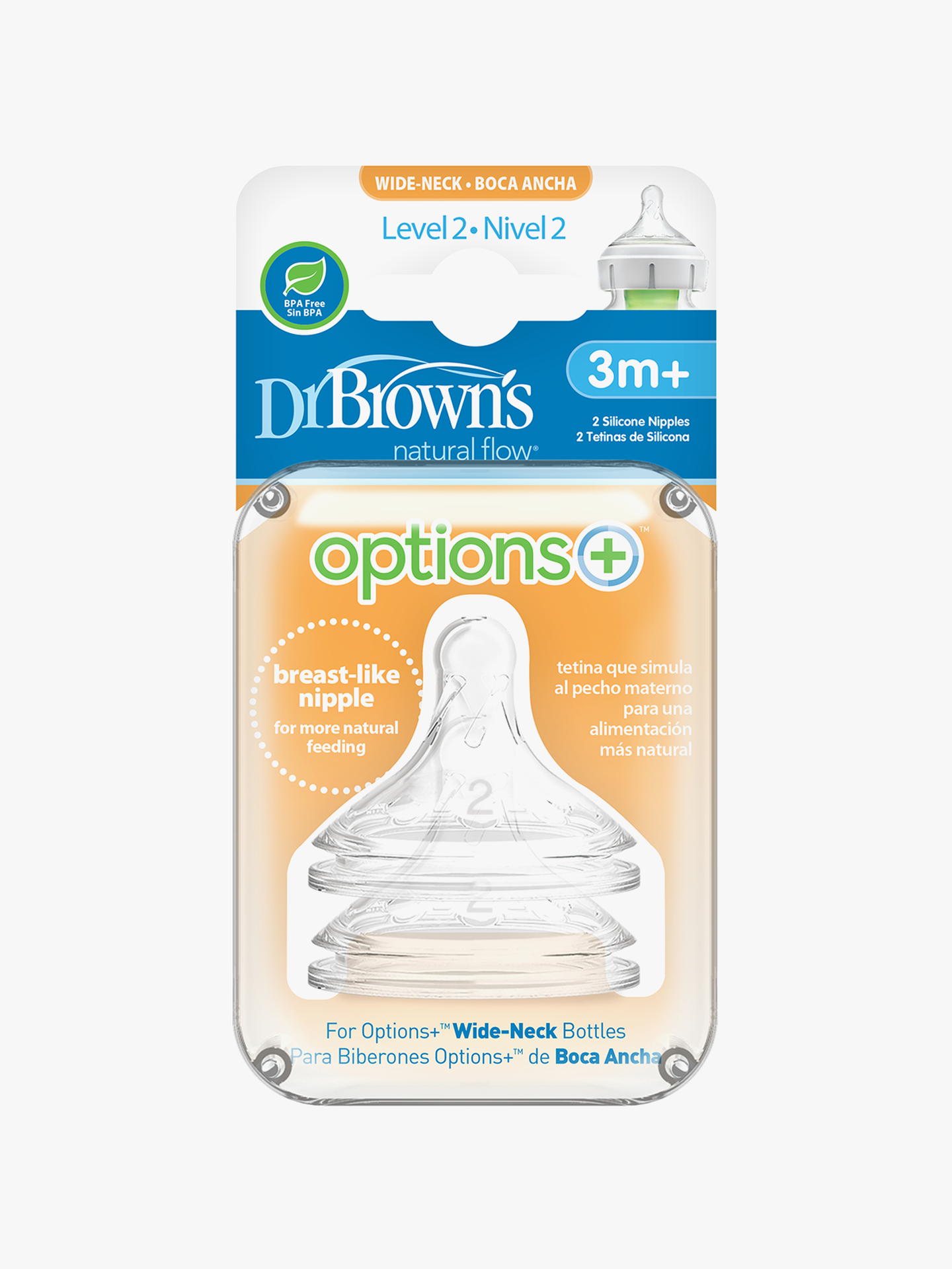 Dr Brown Wideneck Flaskesmokk str 2 Flerfarget