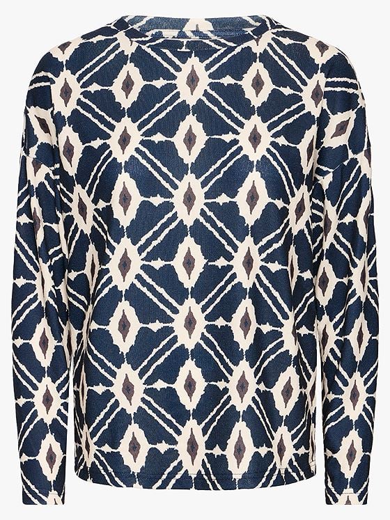B.YOUNG Pieta All Over Print Top Navy Blazer Ikat