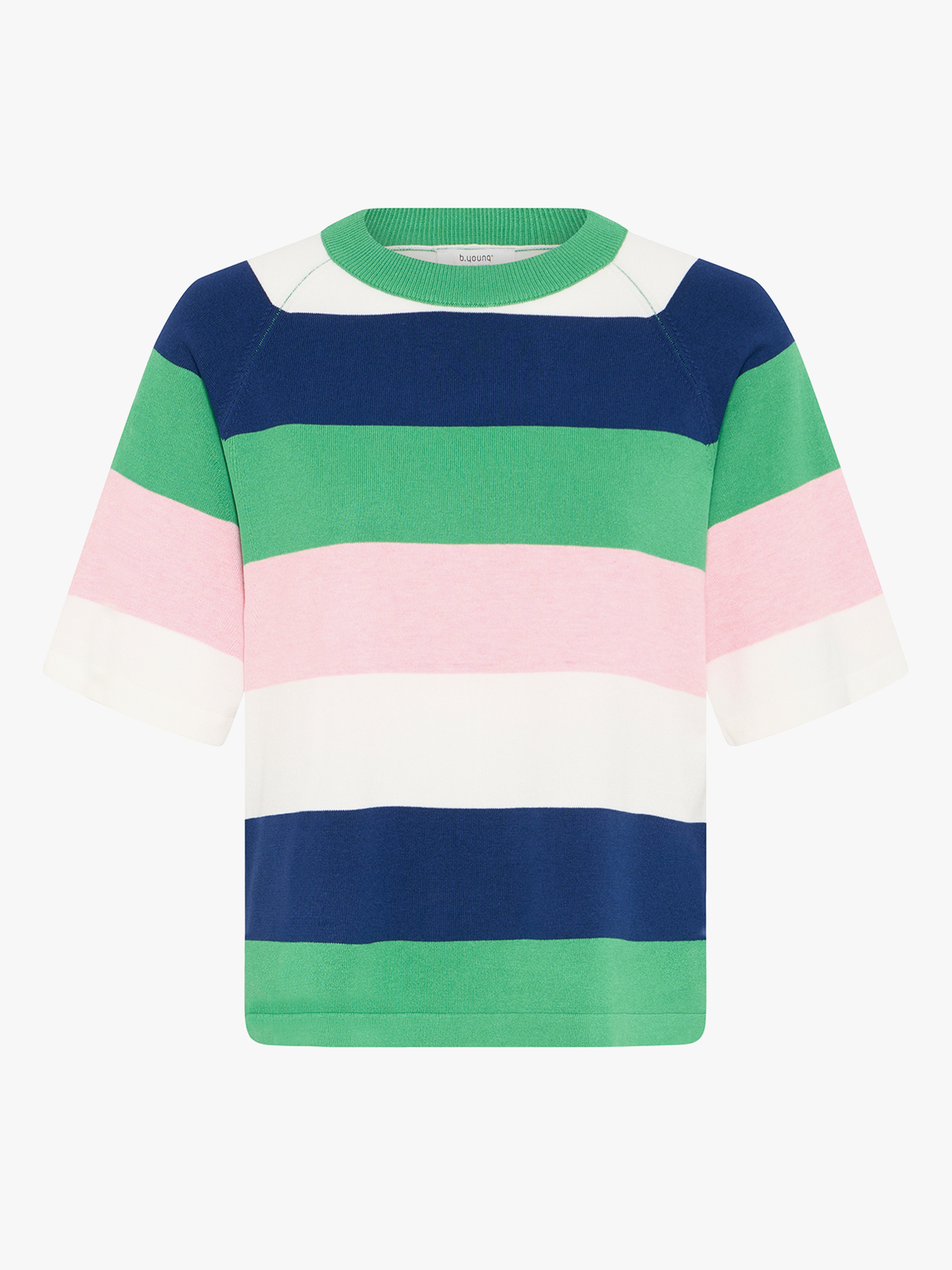 B.YOUNG Morla Short Sleeve Jumper 2 Parfait Pink Block Stripe
