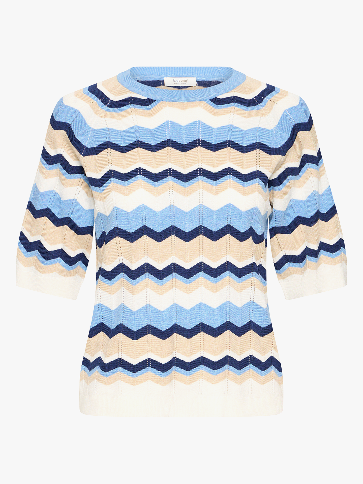 B.YOUNG Morla Pointelle T-Shirt Della Robbia Blue Zig Zag