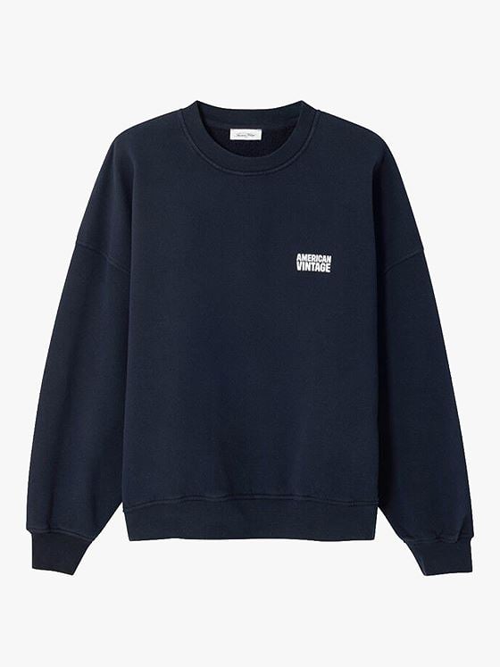 American Vintage Plizzy Sweatshirt Crew Neck Navy vintage