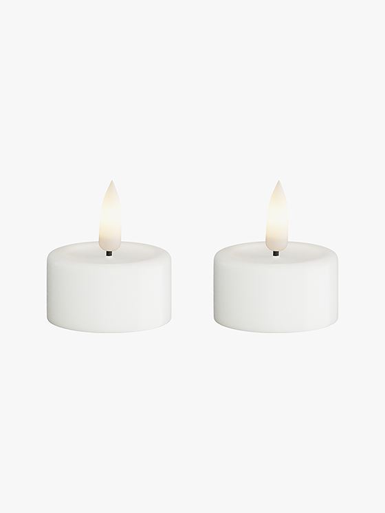 Deluxe Homeart Real Flame Tealight 2 pieces White White