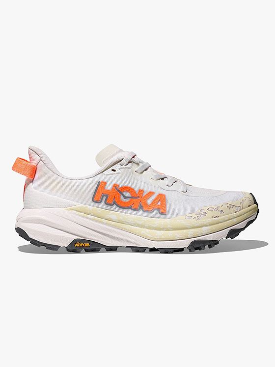 Hoka Speedgoat 6 White / Neon Tangerine