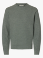 Selected Homme Ross Long Sleeve Knit Structure Crew Neck Balsam Green Aqua Gray