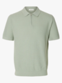 Selected Homme Cran Short Sleeve Knit Structure Zip Polo Aqua Gray